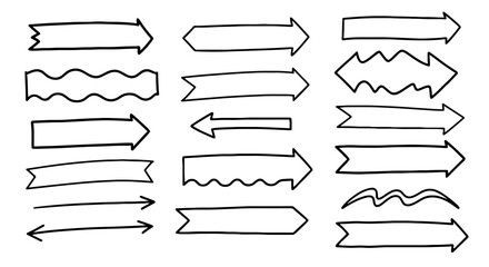 Arrow doodle sketch scribble hand drawn graphic design vector pointing line shape outline directional indicator element set