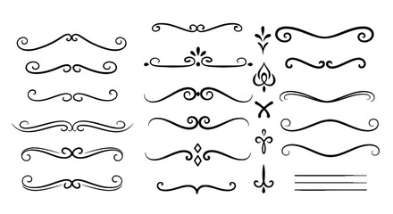 Ornate dividers decor line art borders vector graphic design illustration elegant decorative vintage swirl scroll flourish element decoration