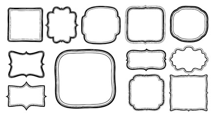 Hand drawn frame border line set vector decorative graphic design illustration art square vintage retro ornate elegant collection