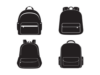 Creative Backpack Silhouette Icon Set with Unique Appeal  