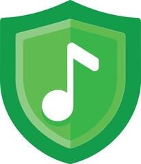 Obraz premium Green shield with a musical note inside