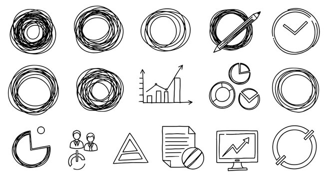 Doodle sketch circle business chart infographic hand drawn vector graphic design illustration art set pencil pen marker line outline shape
