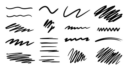 Obraz premium Scribble line vector doodle sketch handmade pencil pen marker graphic design illustration art set