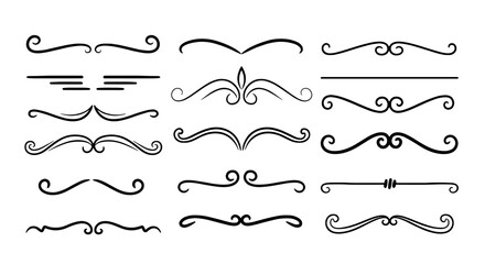Ornament line decoration decorative swirl flourishes divider vector graphic design illustration art border set embellishment vintage element