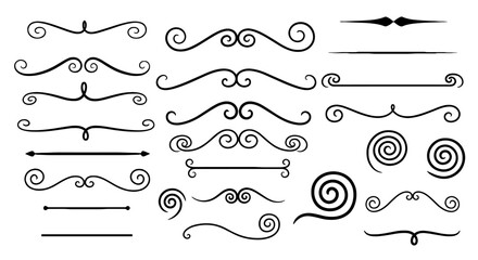 Flourish decorative swirl line dividers vector graphic design illustration art border ornamental scroll vintage elegant set