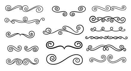 Ornamental swirls line art design vector decorative flourish divider border graphic design elegant embellishment
