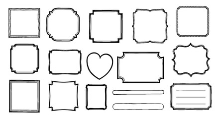 Frames border line art decoration label banner sign graphic design element vector outline square heart rectangle art