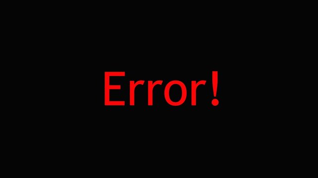 animation error text with effect on black background