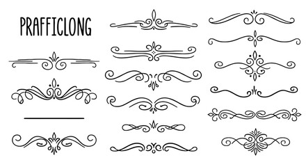 Decorative divider flourish line art set vector graphic design illustration ornamental borders element flourish