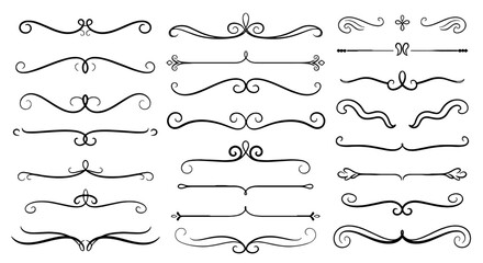 Ornamental divider line scroll flourish decorative design art graphic vector decoration elegant vintage ornate text
