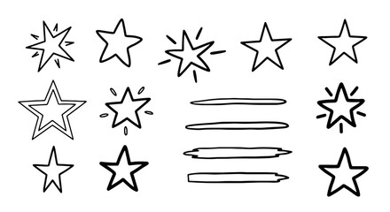 Stars doodle sketch drawing handmade graphic art design illustration sparkle shape line outline burst star pen pencil