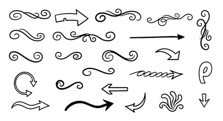 Doodle vector decorative arrow flourish flourish set graphic design sketch scribble hand drawn element illustration art