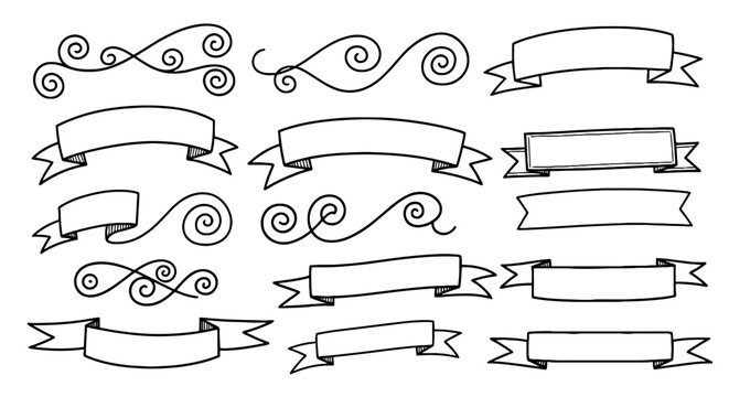 Swirls, banner vector drawing art graphic design illustration decorative scroll element ribbon divider template outline