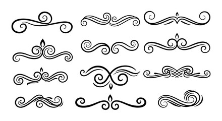 Flourish scroll divider line art vector graphic design illustration decorative ornament border flourish.