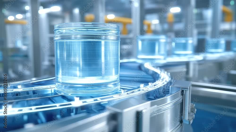 Poster automated material handling in a pharmaceutical facility is shown with a validated process and full 