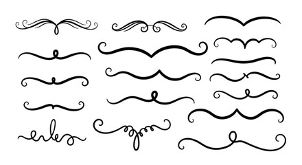 Flourish divider swirl elegant decorative line ornament vector design art graphic illustration decor calligraphy border separator set