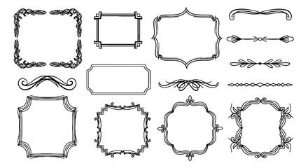 Decorative frames line set vintage vector graphic design illustration art border ornament calligraphic decor design