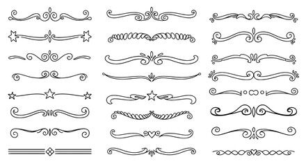 Decorative dividers line set border design illustration ornament vector art graphic element page divider.