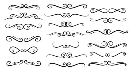 Obraz premium Ornamental swirls flourish elegant divider vector graphic design illustration art decorative vintage border calligraphy element