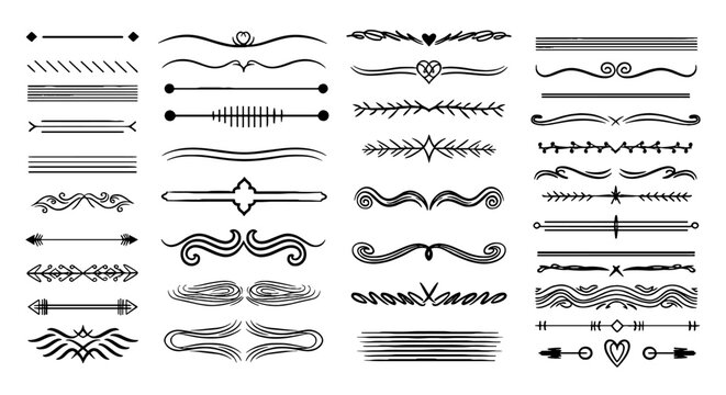 Ornament line set, divider, decorative, vector, graphic design, illustration, art, elegant, border, flourish, vintage, text, page, symbol, template, design element