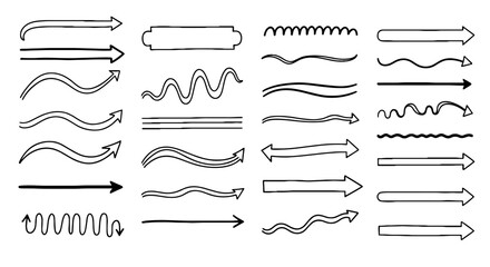 Arrow doodle sketch scribble hand drawn pointer set vector graphic design illustration art business infographic journal line outline shape
