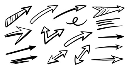 Doodle sketch scribble hand drawn handmade marker set vector graphic design illustration art for business infographic journal set pointing arrow shape
