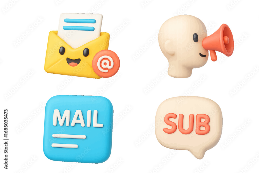 Poster modern digital communication and online interaction concepts with email, announcements, and subscrip