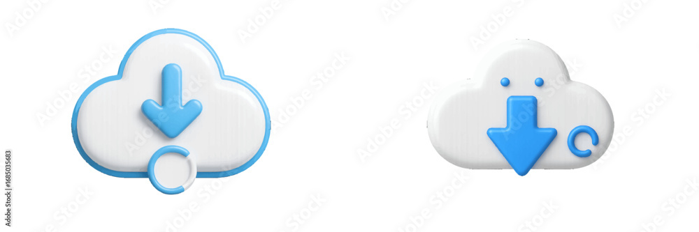 Aufkleber cloud computing data transfer and synchronization with progress indicator and refresh symbol for dig