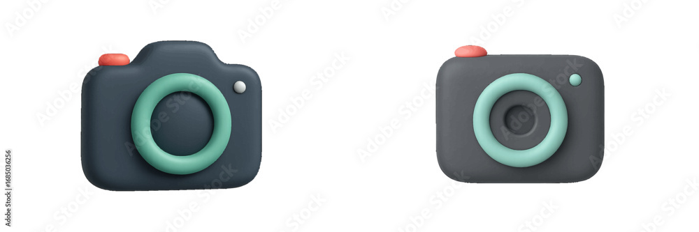 Poster minimalist digital camera symbols in contemporary design with smooth textures and vibrant button det