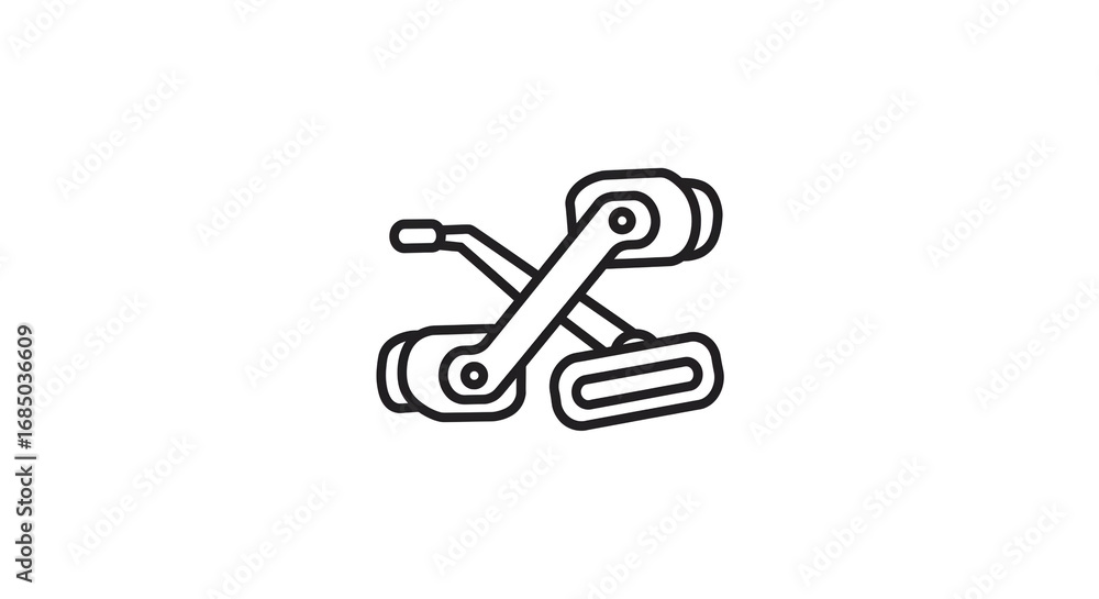 Poster a simple line drawing of a mechanical device with rollers and levers on a plain white background spa