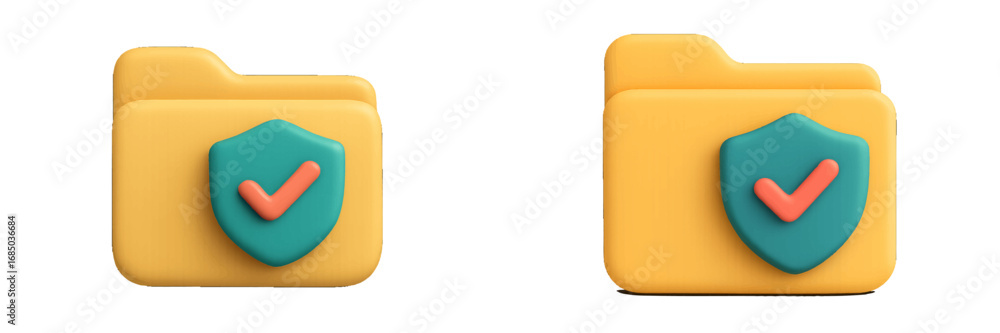 Aufkleber digital security concept showing a protected document folder with a verified shield sign, symbolizin