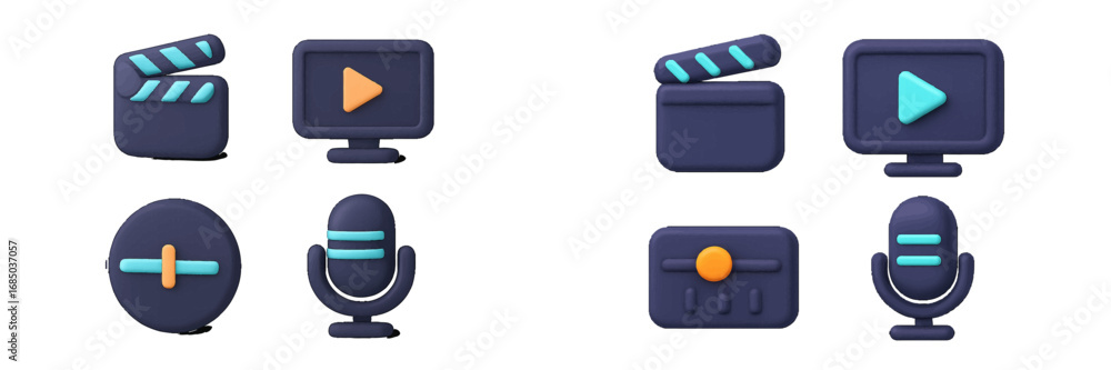 Poster collection of multimedia symbols for video audio and streaming applications and digital content crea