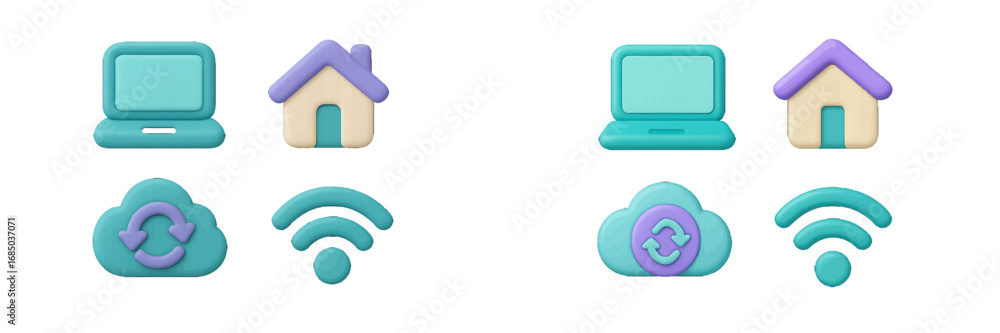 Poster modern digital communication, cloud computing, and smart home technology concepts for web and applic