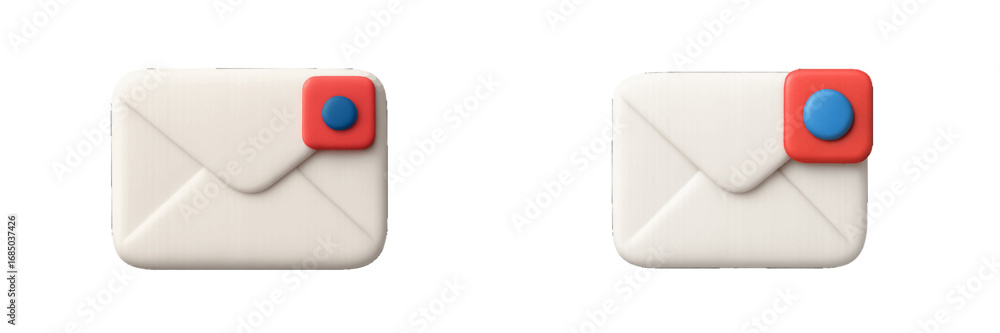 Aufkleber new message notification on a mail envelope icon representing digital communication, unread emails, 
