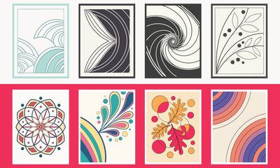 Diverse abstract artworks collage featuring various styles and colors