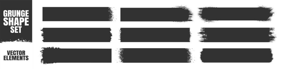 Obraz premium Grunge rectangular brush strokes collection, rough paint textures and distressed borders, hand-drawn artistic elements for design and decoration on transparent background