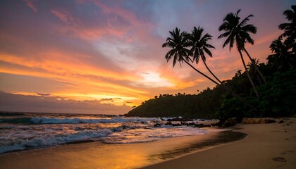 Fototapeta premium Tropical sunset beach scene (6)