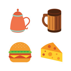 Bundle of food and drink seasonal icon graphics.