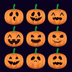 Spooky Halloween Pumpkin with Glowing Jack-o’-Lantern Face