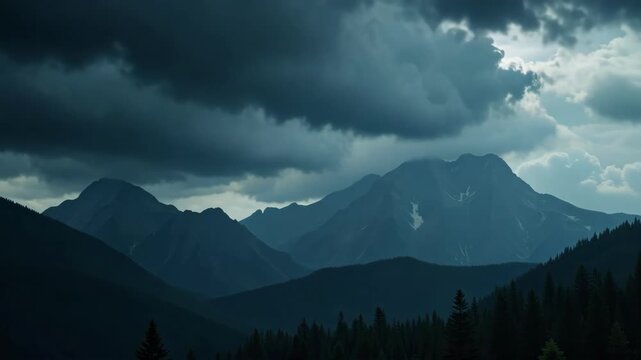 dark clouds over the mountains