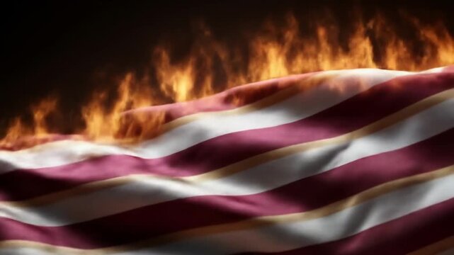 American flag burning