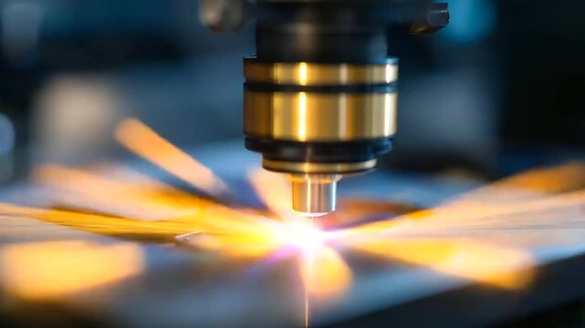 An ion implantation facility modifies the electrical properties of semiconductor materials. A focused beam of ions is shown bombarding a silicon wafer, a precision doping process t