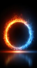 Fototapeta premium Glowing Ring Portal of Fire and Ice