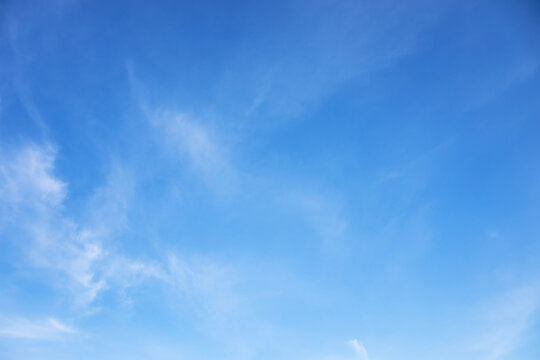 Blue sky background and white clouds soft focus, and copy space horizontal shape.