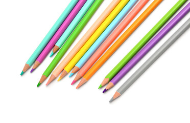 Set of colorful pencils on white background