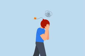 Anxiety, Stressed anxious businessperson ticking time bomb ready to burst