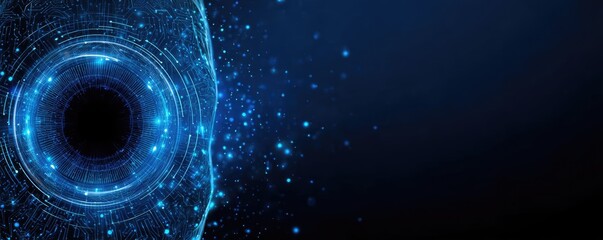 Artificial intelligence applied to pricing strategies concept. Abstract digital background with glowing blue particles.