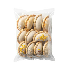 Fototapeta premium Photo of a bag of freshly baked empanadas, a delicious pastry filled with sweet or savory ingredients, isolated on transparent background