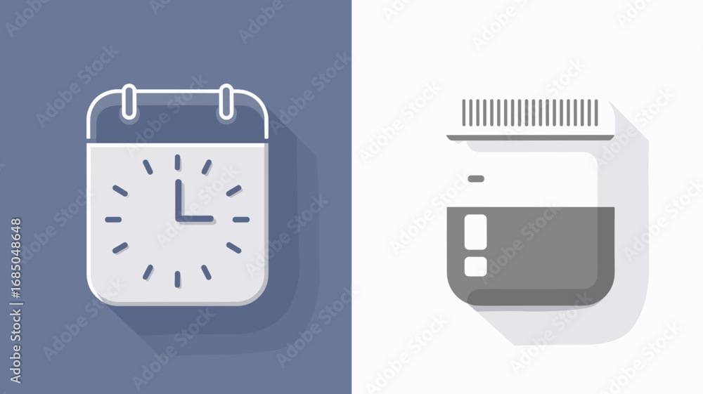 Poster flat vector desktop calendar icon and mobile app icon side by side