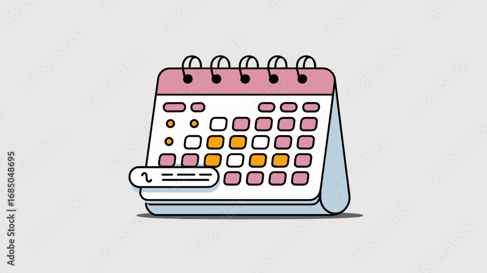 Poster minimal calendar with stylized date markers and reminders